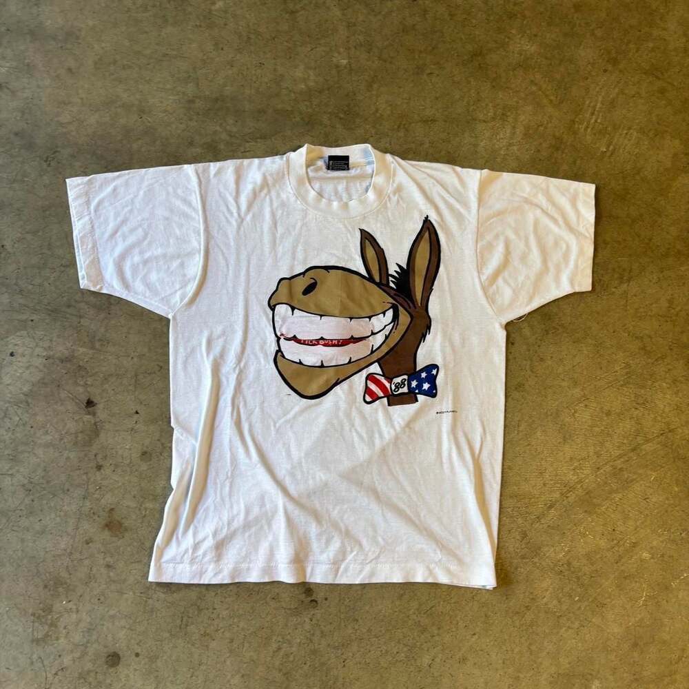 Vintage '88 Lick Bush Political Satire Tee - Screen Stars Donkey Shirt L